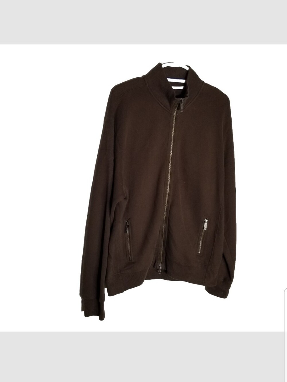 Eddie Bauer Fleece Jacket Men's Large Brown Full Zip Collared Cotton Blend